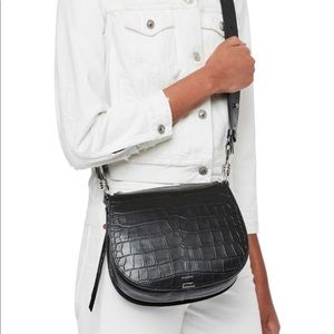 ALLSAINTS Polly Round Medium Leather Crossbody In Black